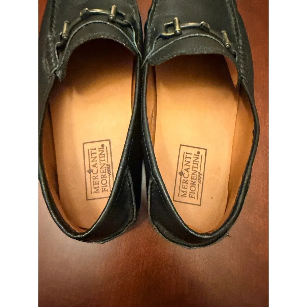 Mercanti Fiorentini Black Pebbled Leather Horsebit Driving Loafers 10.5 M